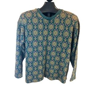 Jeanne Pierre Geometric Print V Neck Sweater Women's Size L Vintage